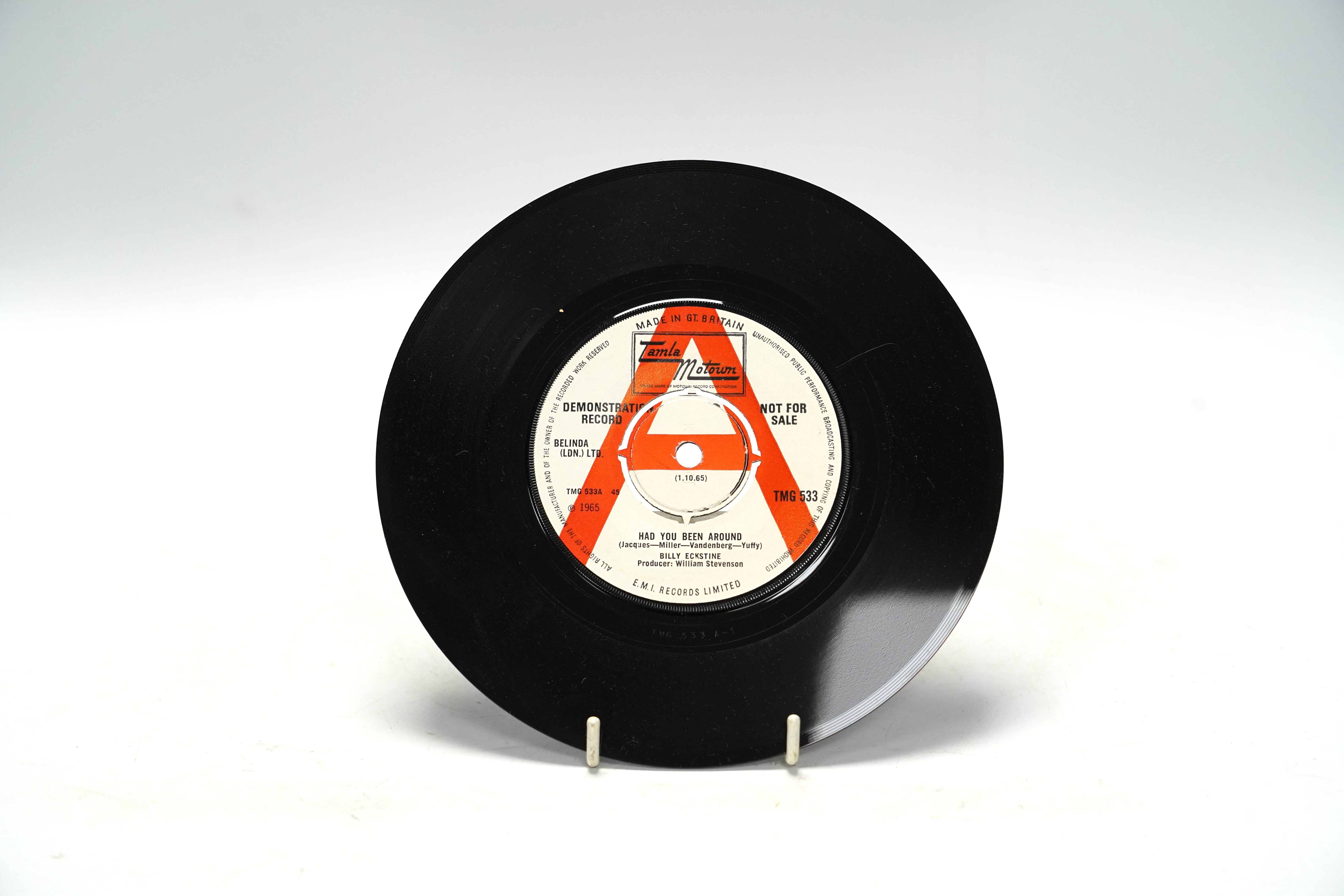 Eight demo 7” singles, all Tamala Motown label with printed demo labels by Marvin Gaye, Billy Eckstine, Gladys Knight and the Pips, and Stevie Wonder, hits including; I Heard It Through the Grapevine, You’ve Lost That Lo